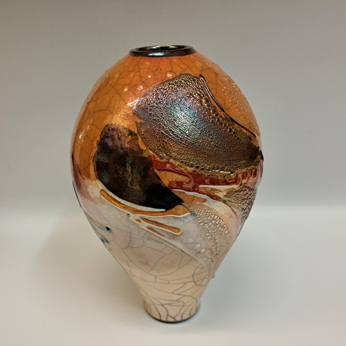 Click to view detail for #230402 Raku Glitter Glaze 10.5x6 $42